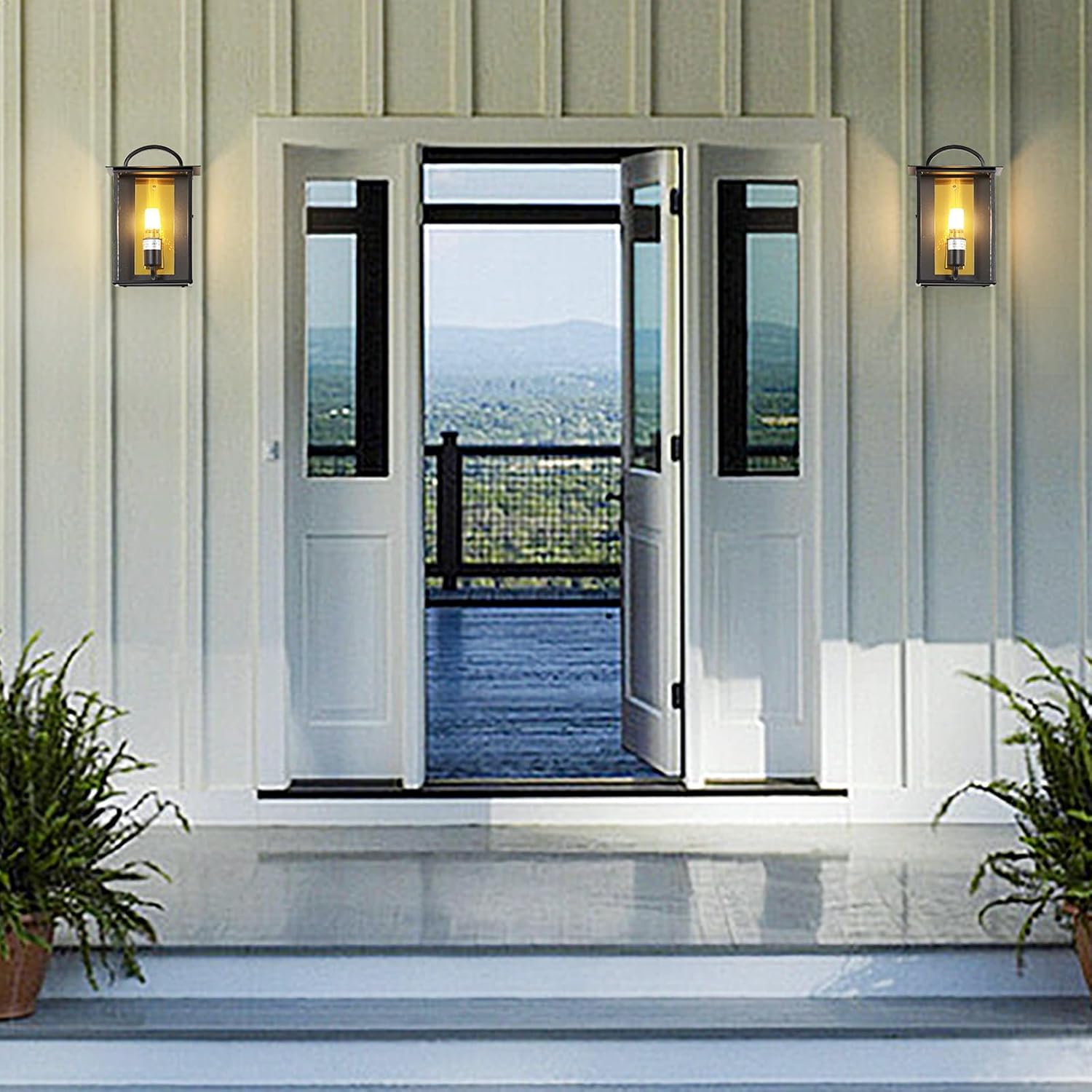Black Square Exterior Waterproof Outdoor Wall Mount Lighting