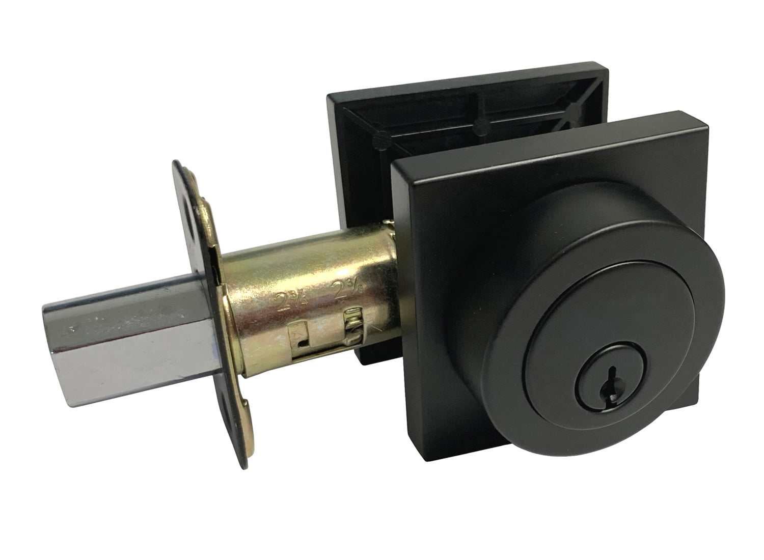 <Font color=Red>Clearance </Font>Black Finish Square Double Cylinder Deadbolt