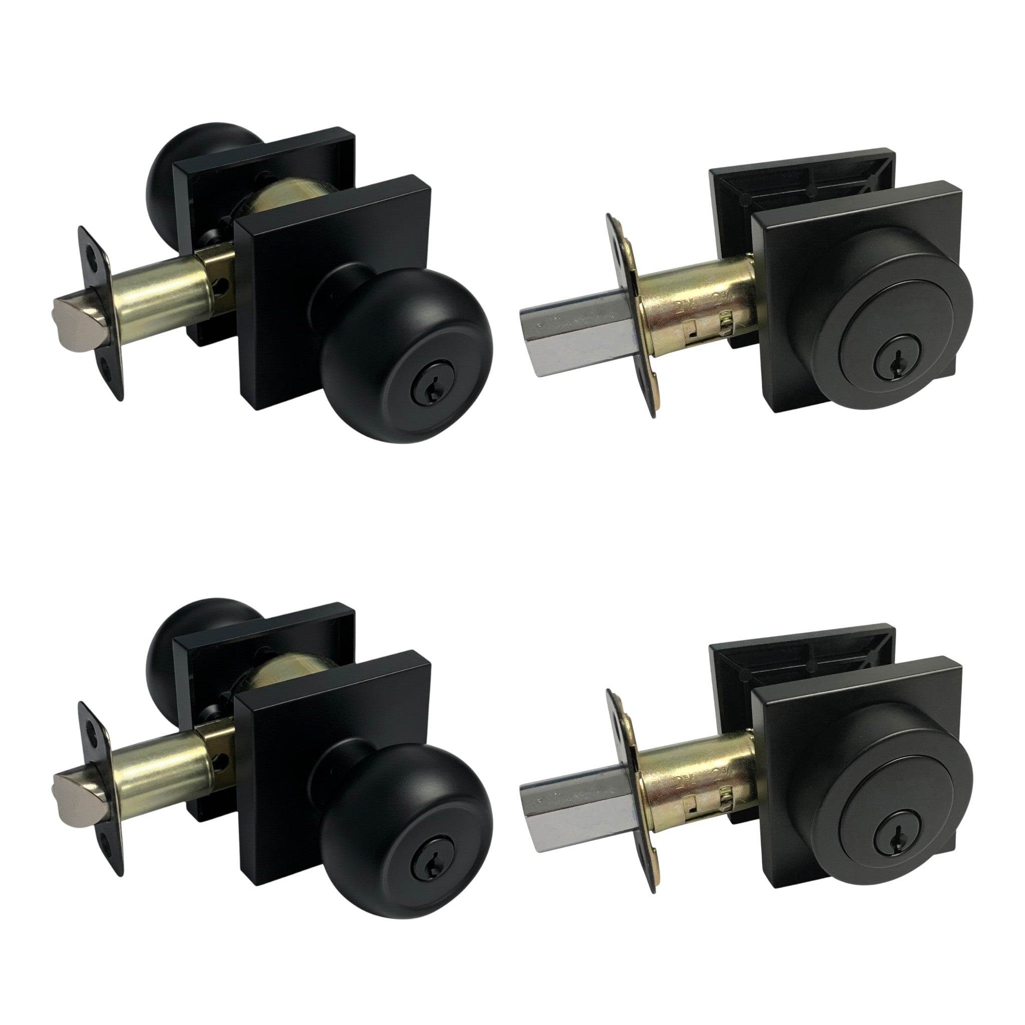 2 Pack- Contractor Pack 5765-6085NBL Black Entry Knob/Deadbolt Combo Keyed Alike