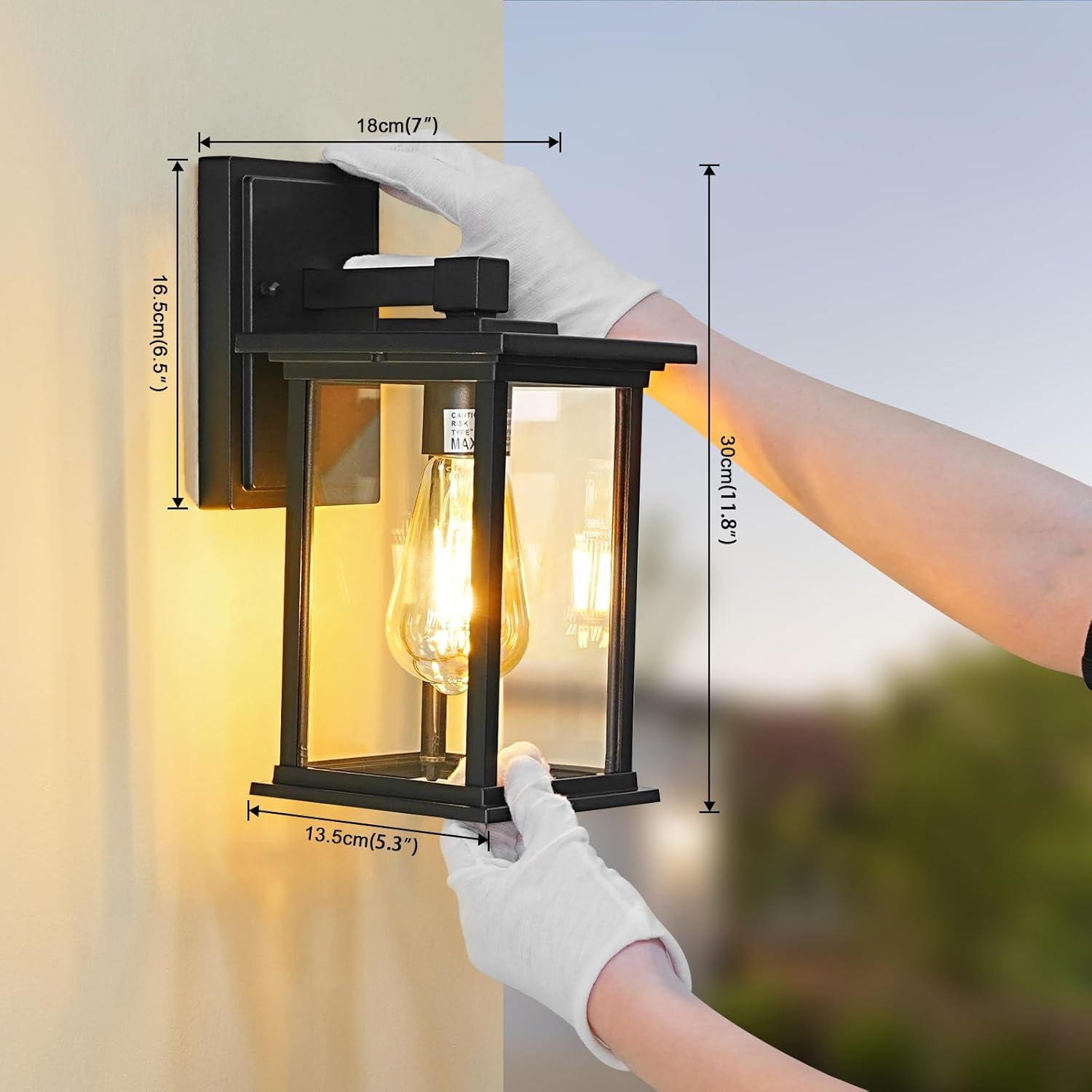 12" Outdoor Wall Sconce Waterproof Exterior Lantern