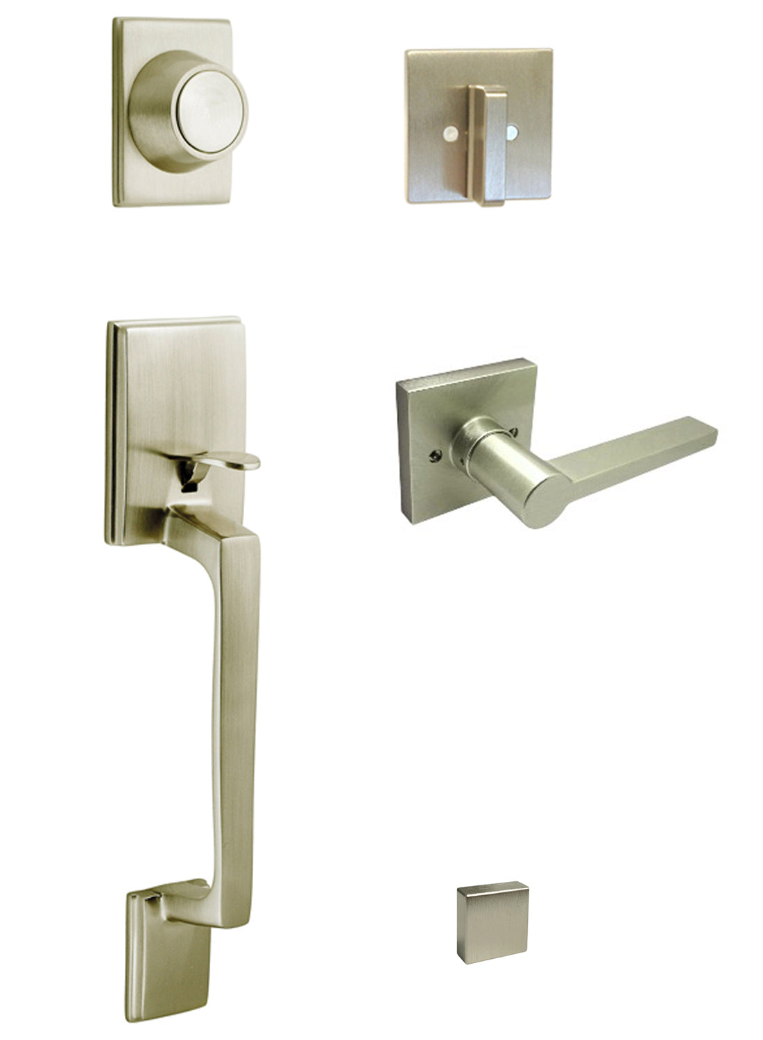 Satin Nickel Front Door Handle Dummy Set with 80881 Lever