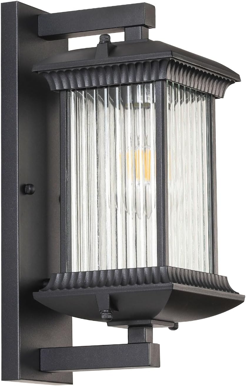 Sand Black Square Waterproof Outside Light Fixtures Wall Mount