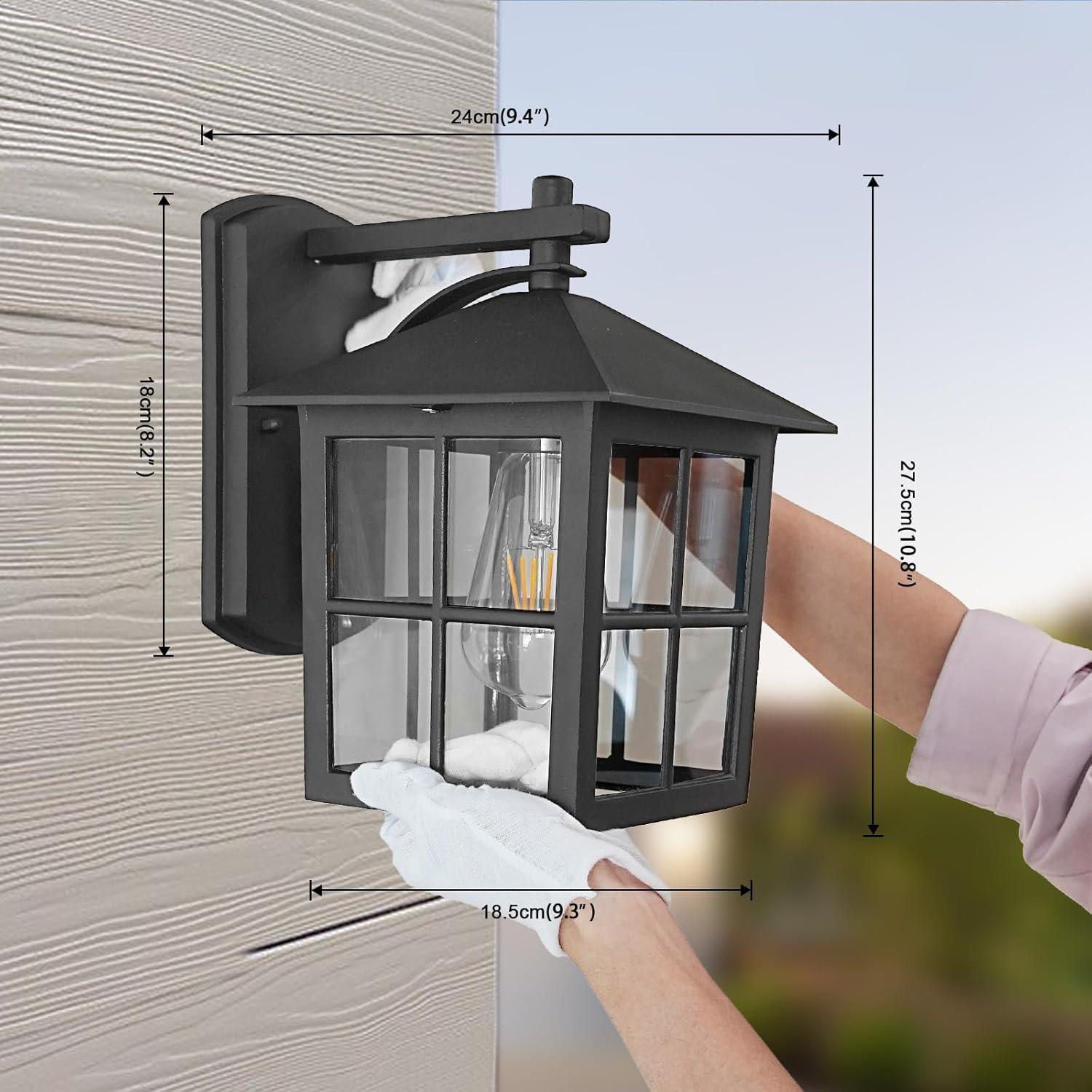 2 Pack Black Outdoor Wall Light Waterproof Aluminum Wall Sconce