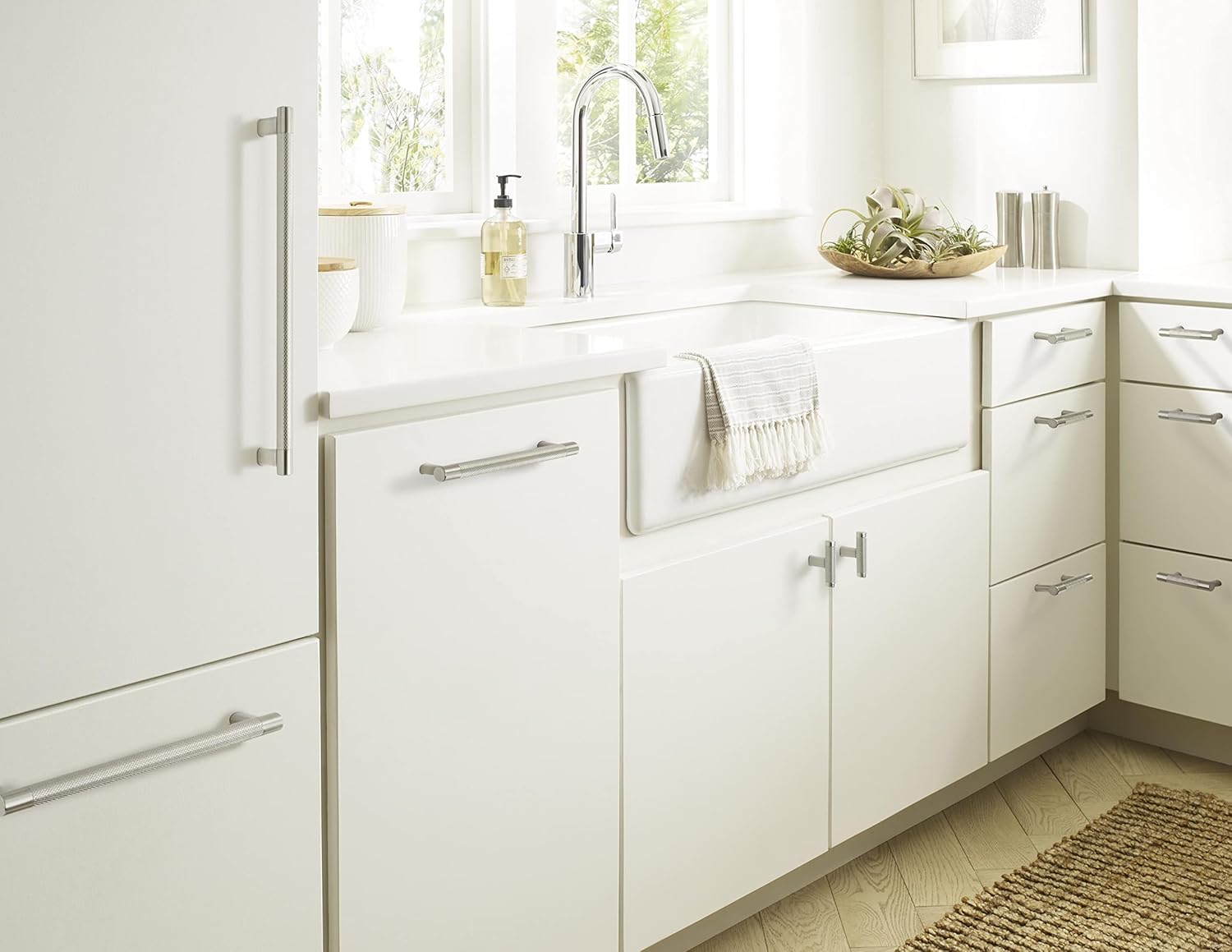 Amerock Bronx 10-1/16" Satin Nickel Knurled Cabinet Bar Pull
