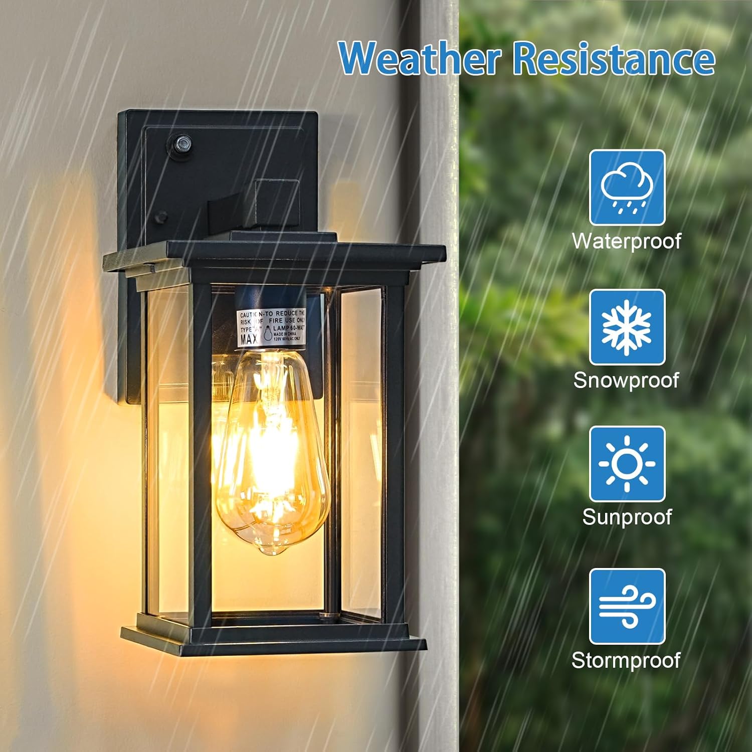 Dusk to Dawn Black Outdoor Wall Sconce Light