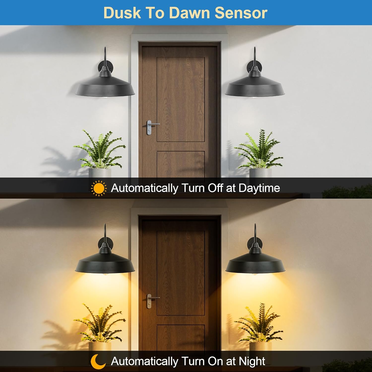 16" Black Dusk to Dawn Barn Light