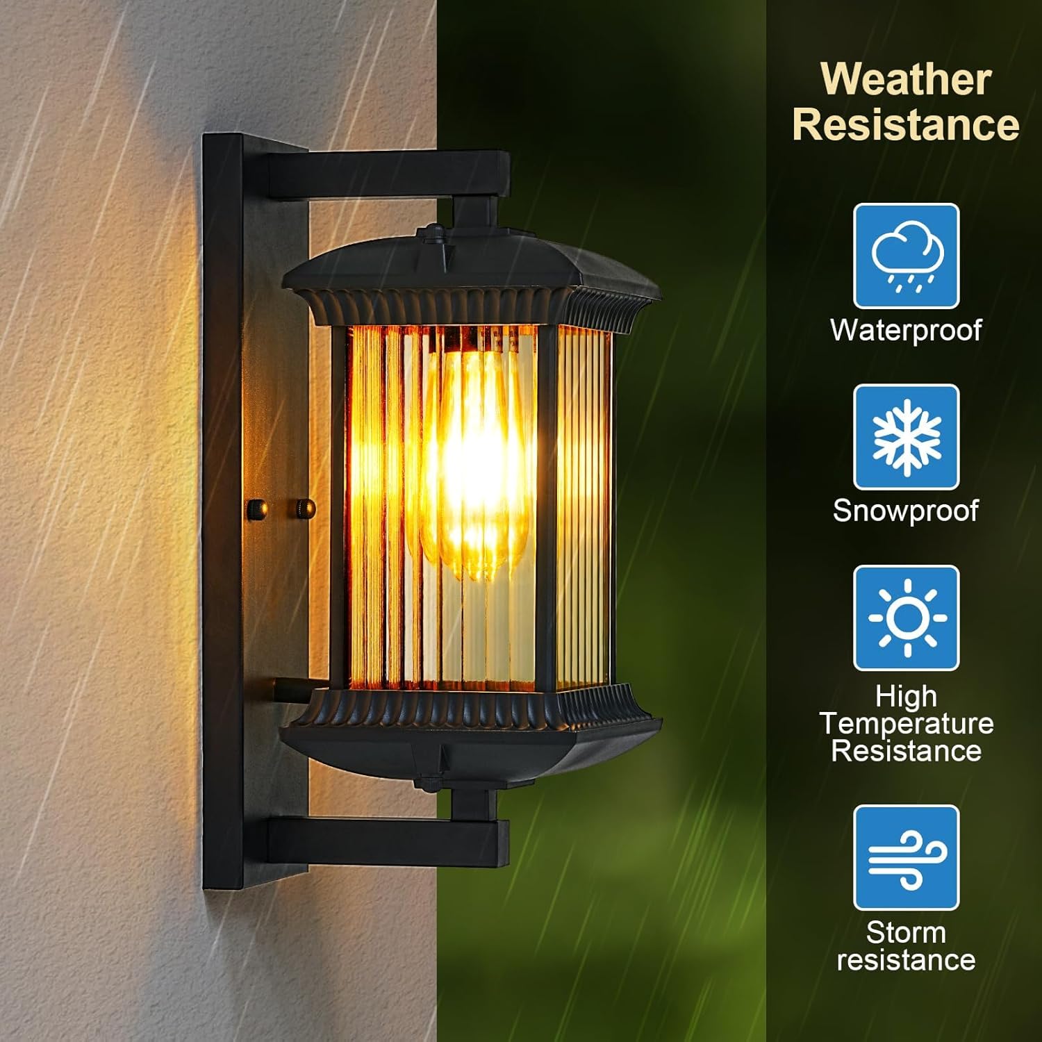 Sand Black Square Waterproof Outside Light Fixtures Wall Mount