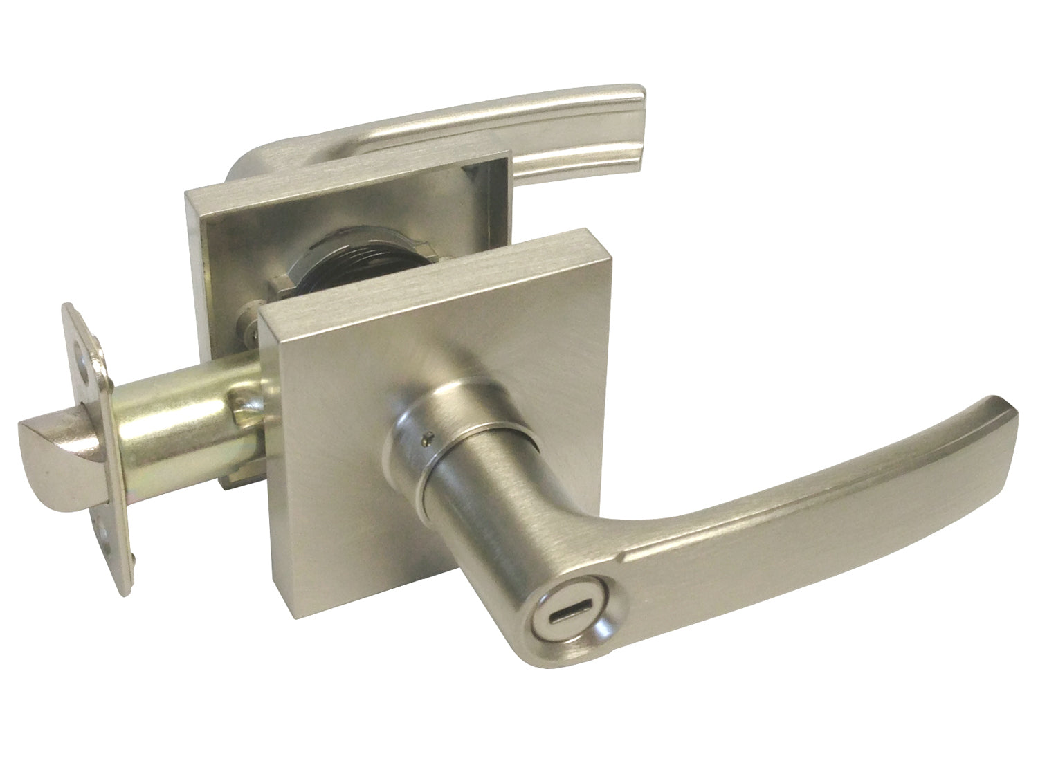Satin Nickel Square Privacy Door Handle- Style: 8048DC