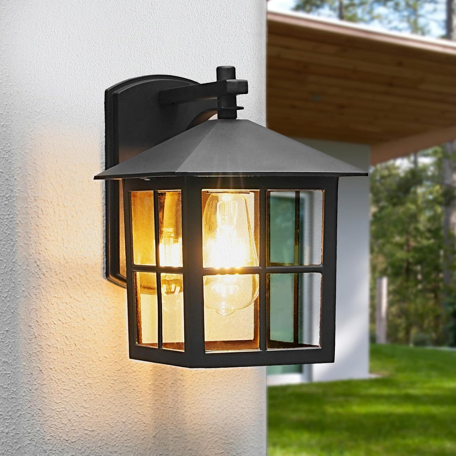 2 Pack Black Outdoor Wall Light Waterproof Aluminum Wall Sconce