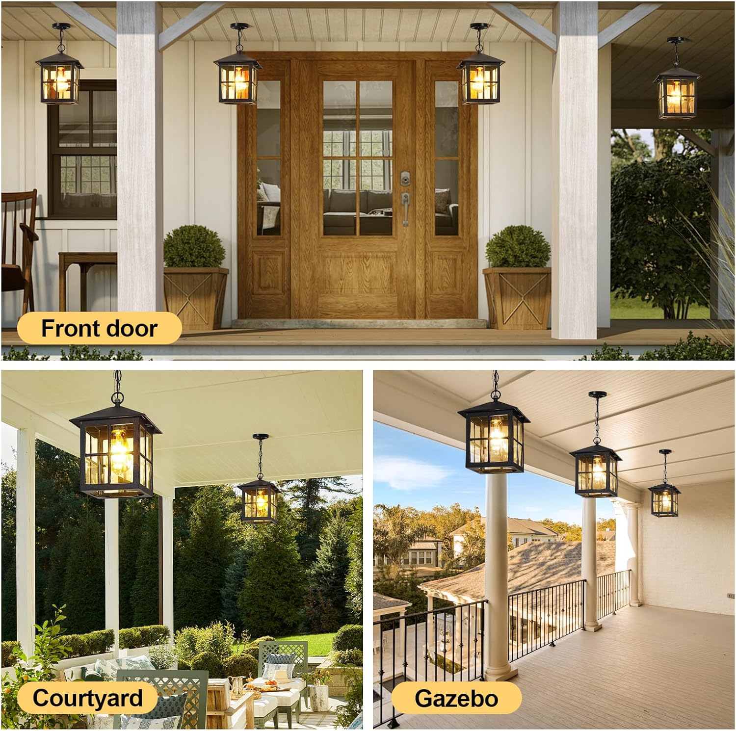 Black Outdoor Pendant Light 2 Pack