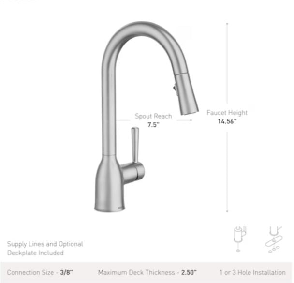 Moen Adler Matte Black Single Handle Pull Down Kitchen Faucet with Sprayer