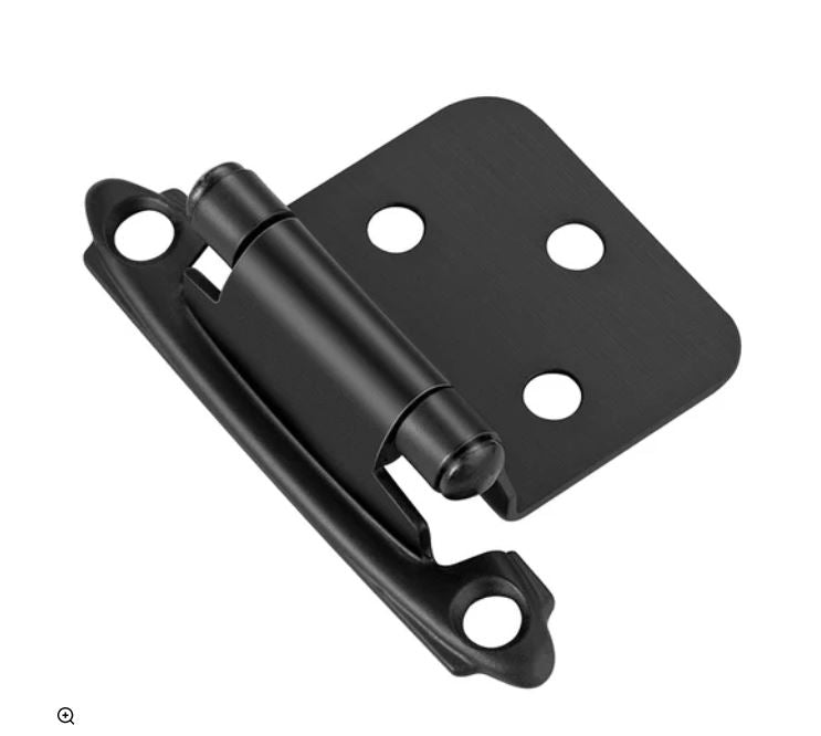 Black Self Closing Variable Overlay Surface Mount Cabinet Hinge (Pair)