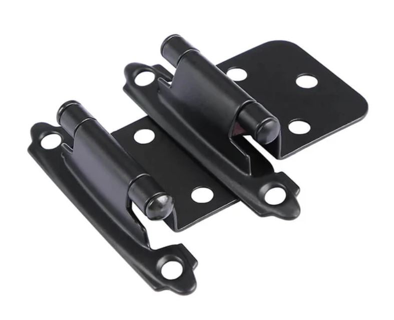 Black Self Closing Variable Overlay Surface Mount Cabinet Hinge (Pair)