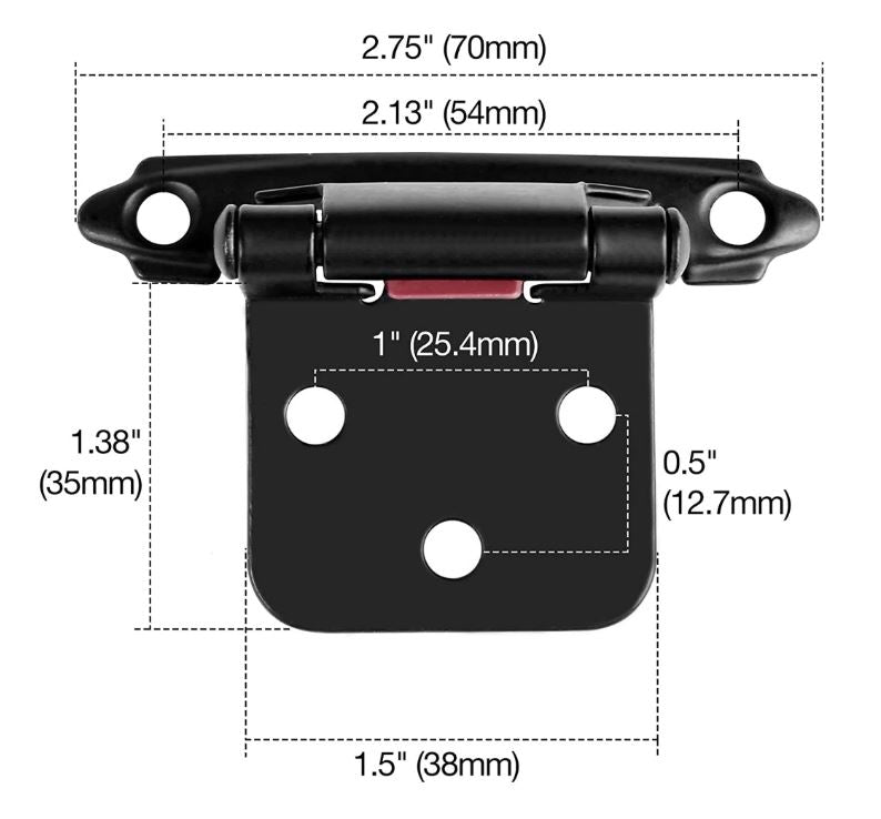Overlay hinge dimensions