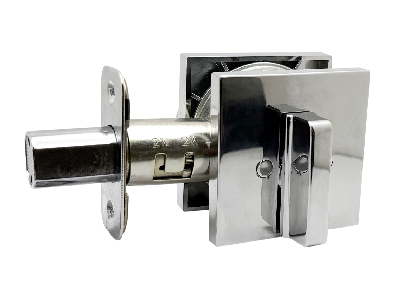Polished Chrome Square Single Cylinder Deadbolt