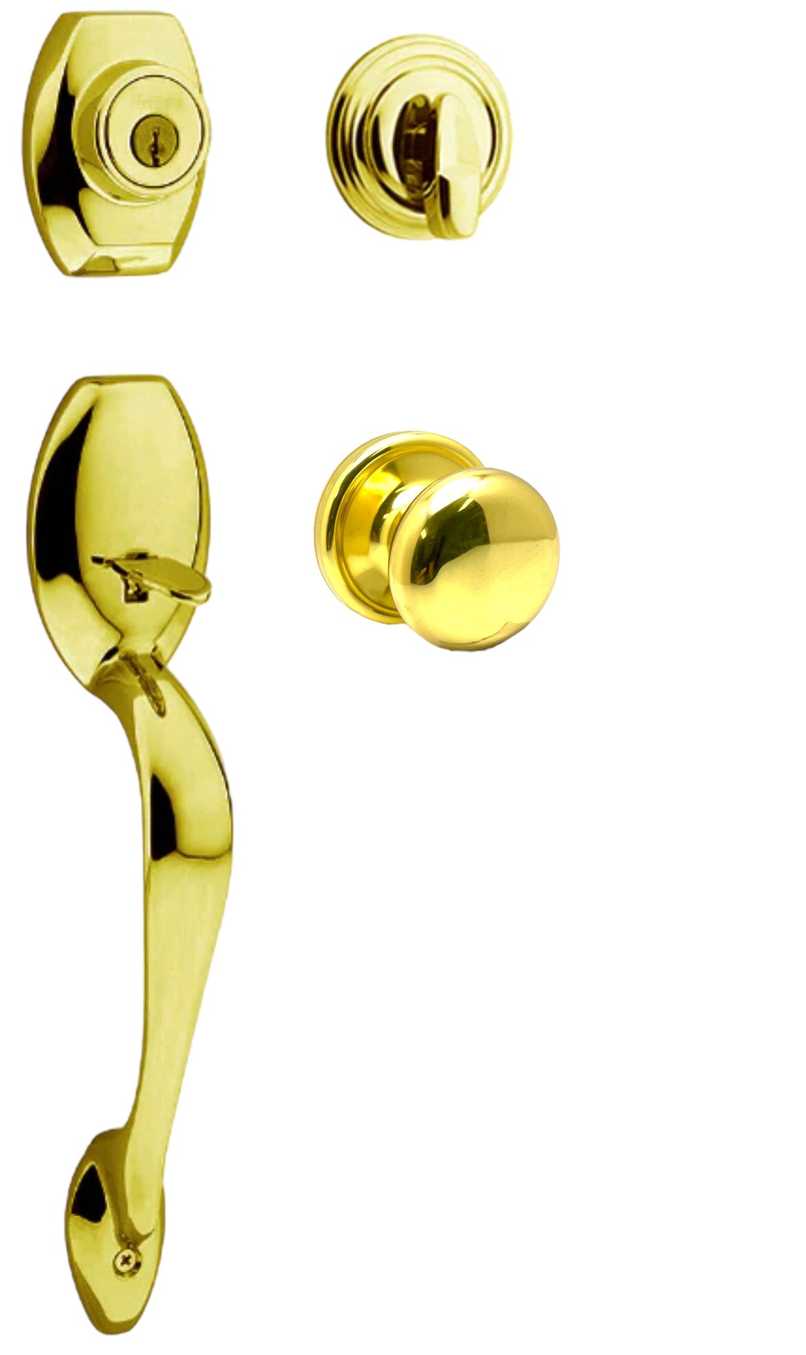 Kwikset Polished Brass Sonoma Single Door Handleset with Hancock Round Knob