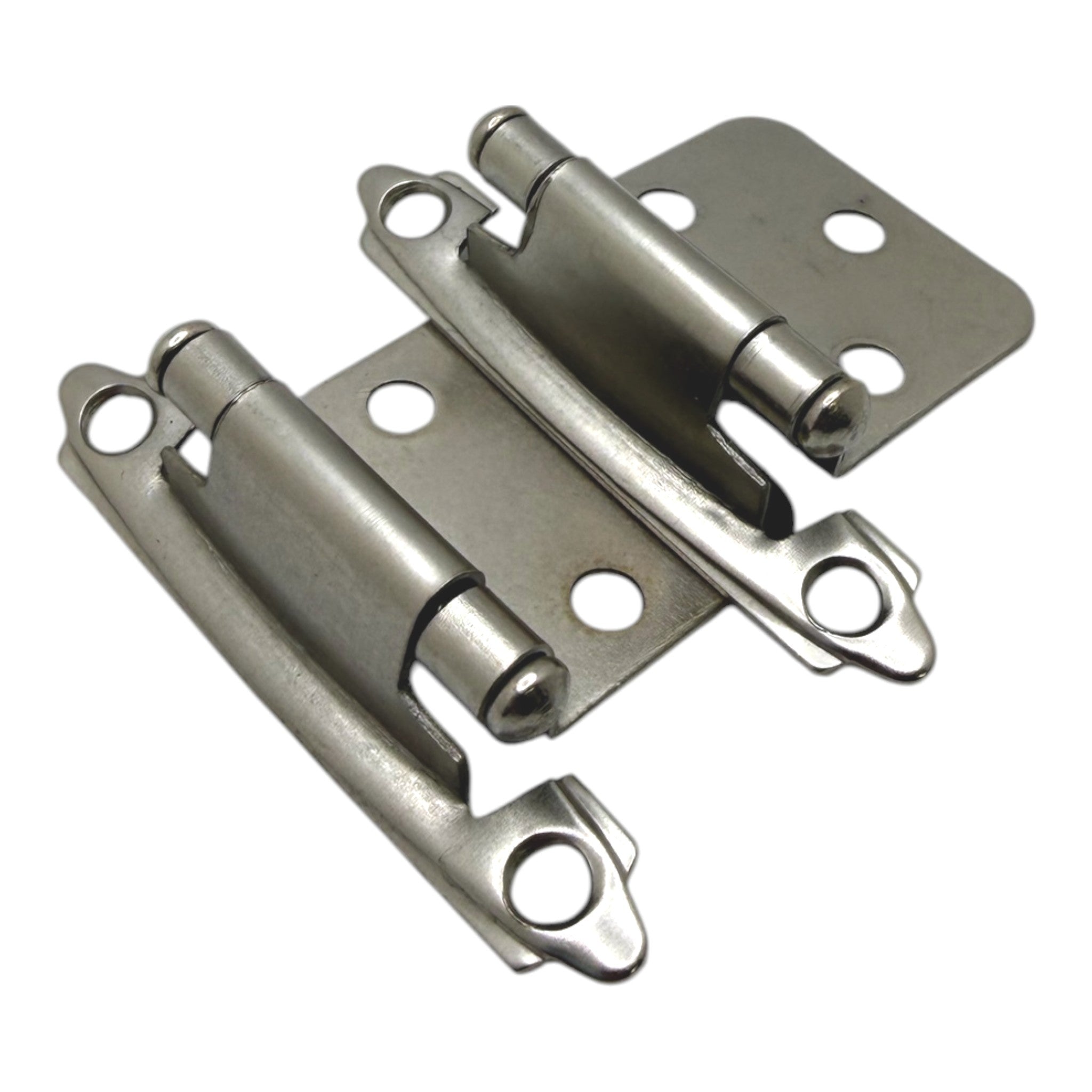 Satin Nickel Self Closing Variable Overlay Surface Mount Cabinet Hinge (Pair)