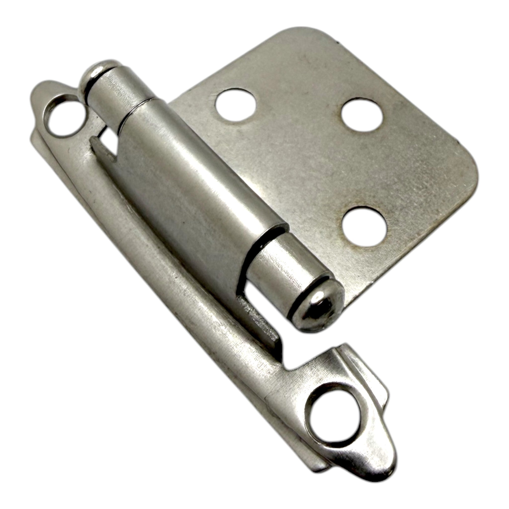 Satin Nickel Self Closing Variable Overlay Surface Mount Cabinet Hinge (Pair)