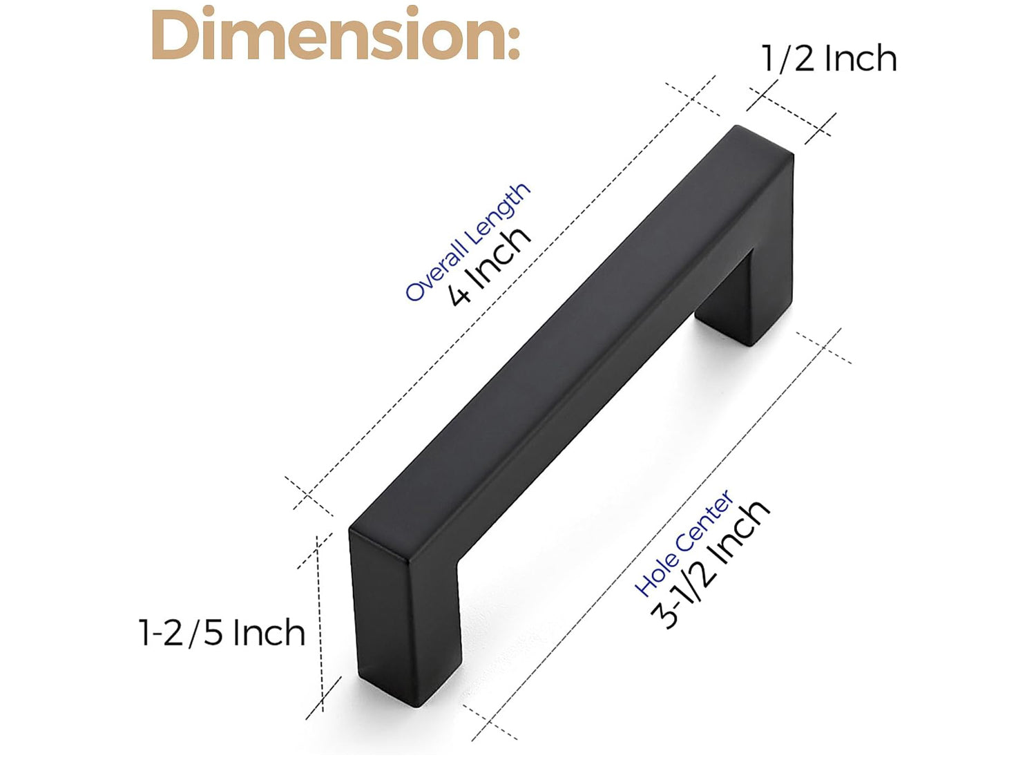 <font color=red>CLEARANCE</font>-CLEARANCE-Black 3.5" Square Bar Kitchen Cabinet Pull