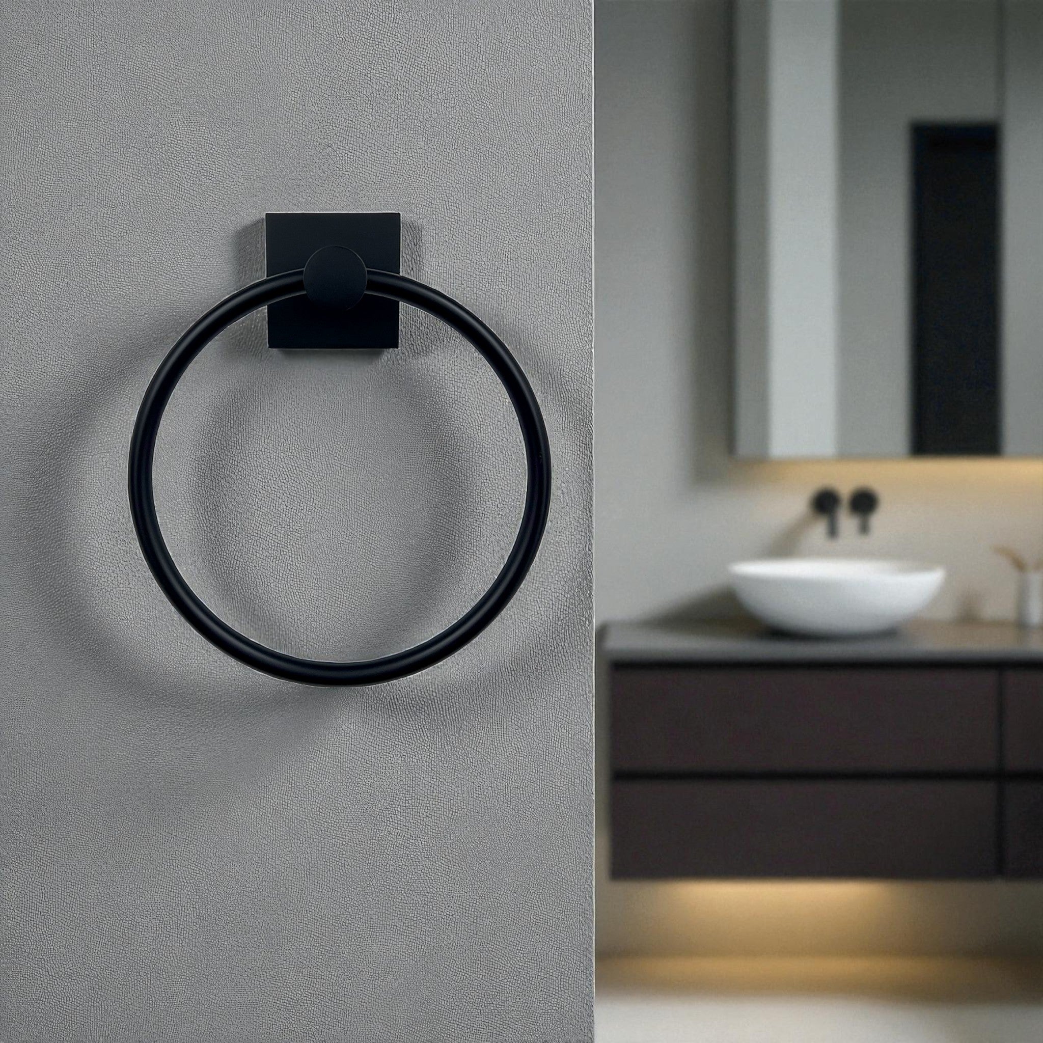 Vashon Modern Black Towel Ring