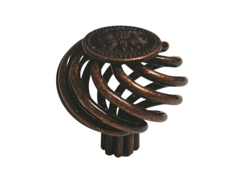 Antique Copper Machined Sunflower Birdcage 1 5/8″ (40mm) Cabinet Knob — 1341-40