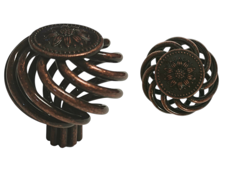 Antique Copper Machined Birdcage Knob 1 3/8" 1341-35