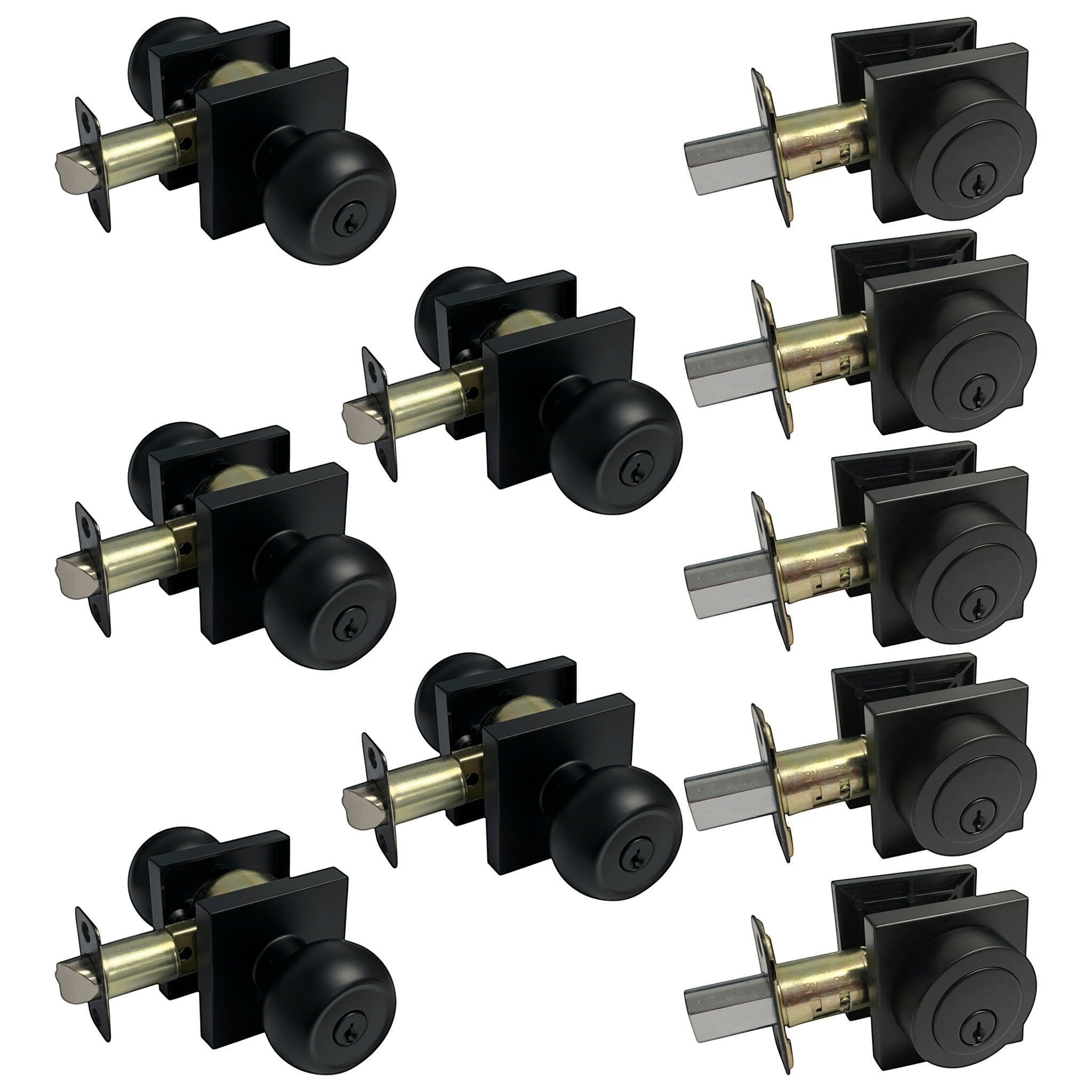 5 Pack- Contractor Pack 5765-6085NBL Black Entry Knob/Deadbolt Combo Keyed Alike