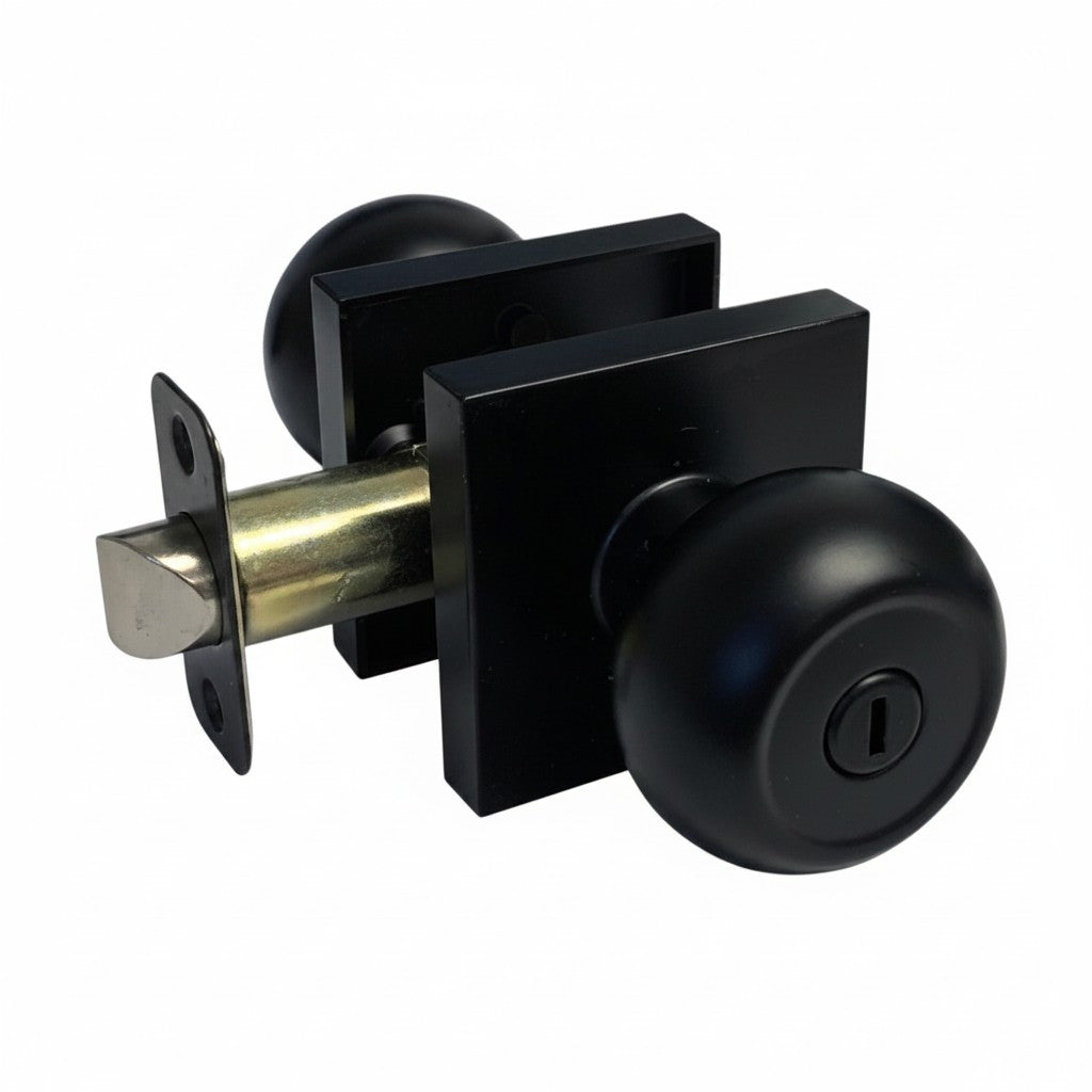 20 Pack- Contractor Pack Black Round Privacy Knob with Square Base 5765-6085NBL (Bedroom/Bathroom)