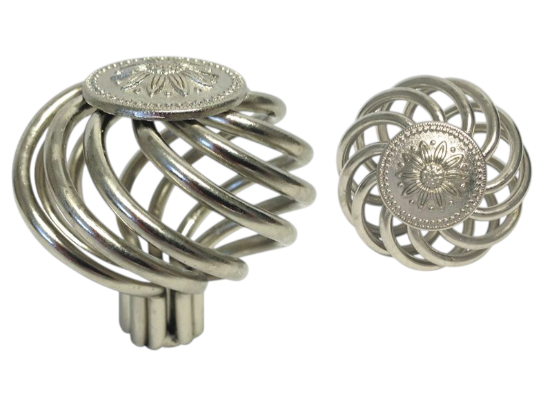 Satin Nickel 1 3/8" Sunflower Birdcage Round Knob 35mm