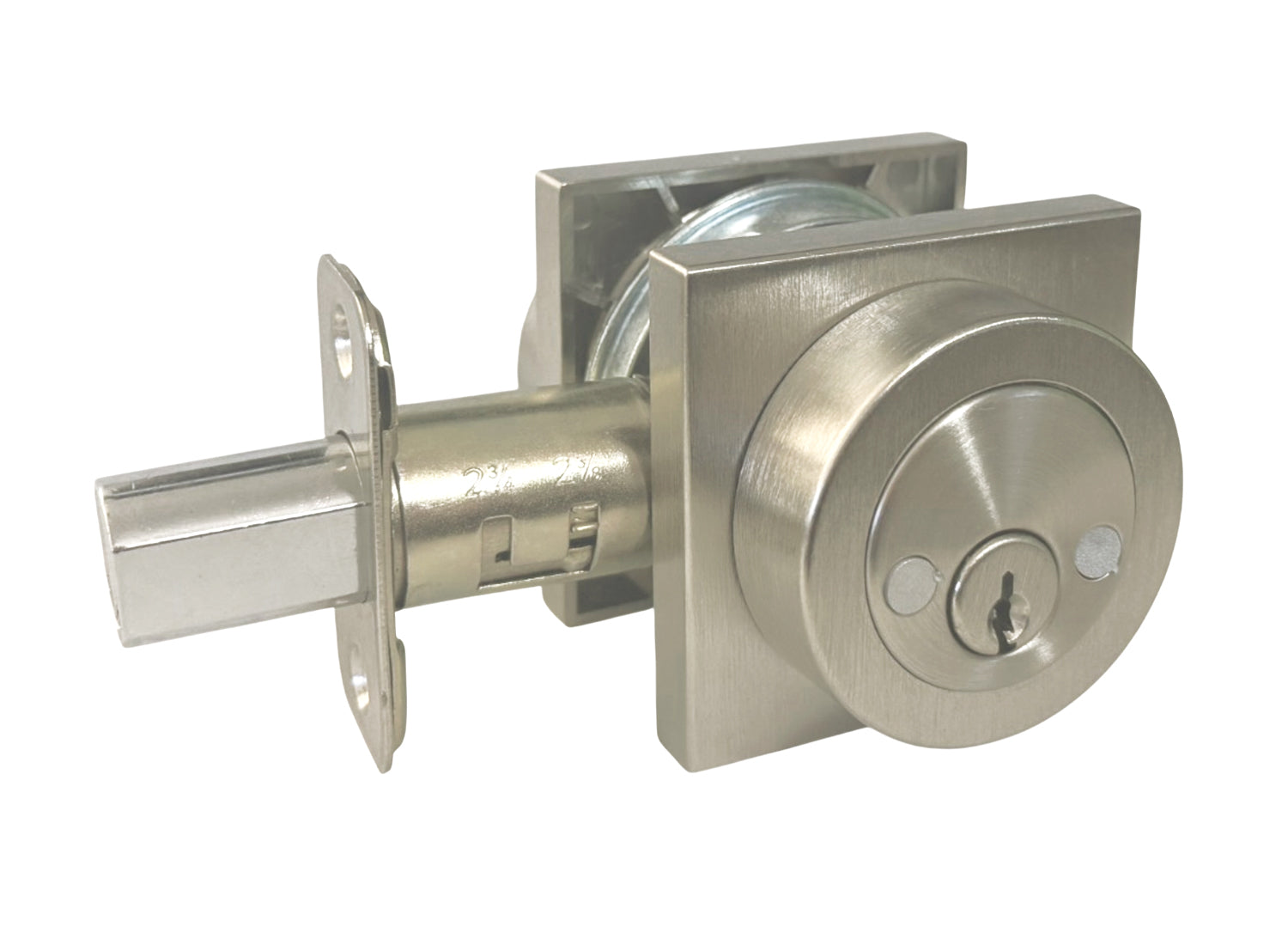 Satin Nickel Square Plate Double Cylinder Deadbolt-8048