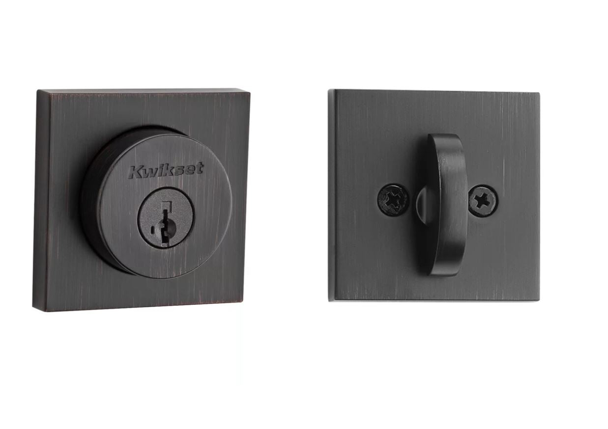 Kwikset Halifax Venetian Bronze Square Contemporary Single Cylinder SmartKey Deadbolt 158SQT-11P SMT