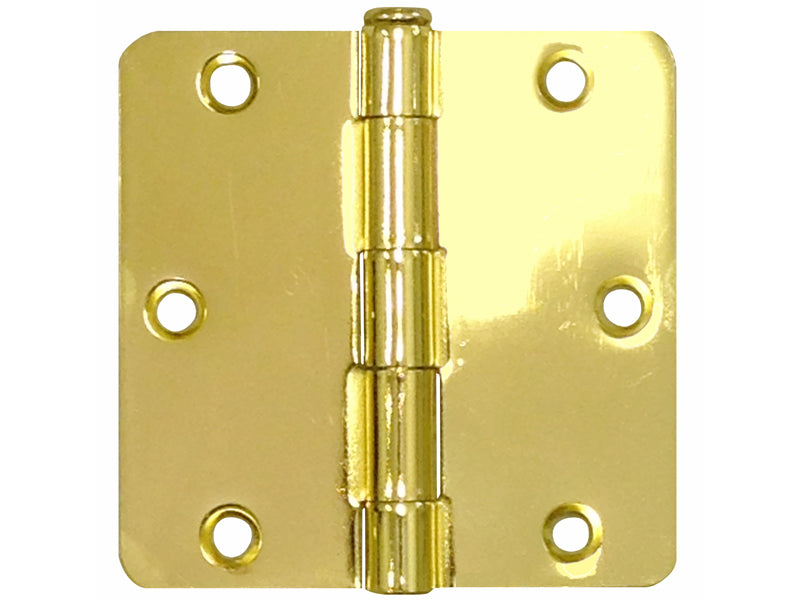 3.5 Inch Door Hinge 1/4 Radius Polished Brass