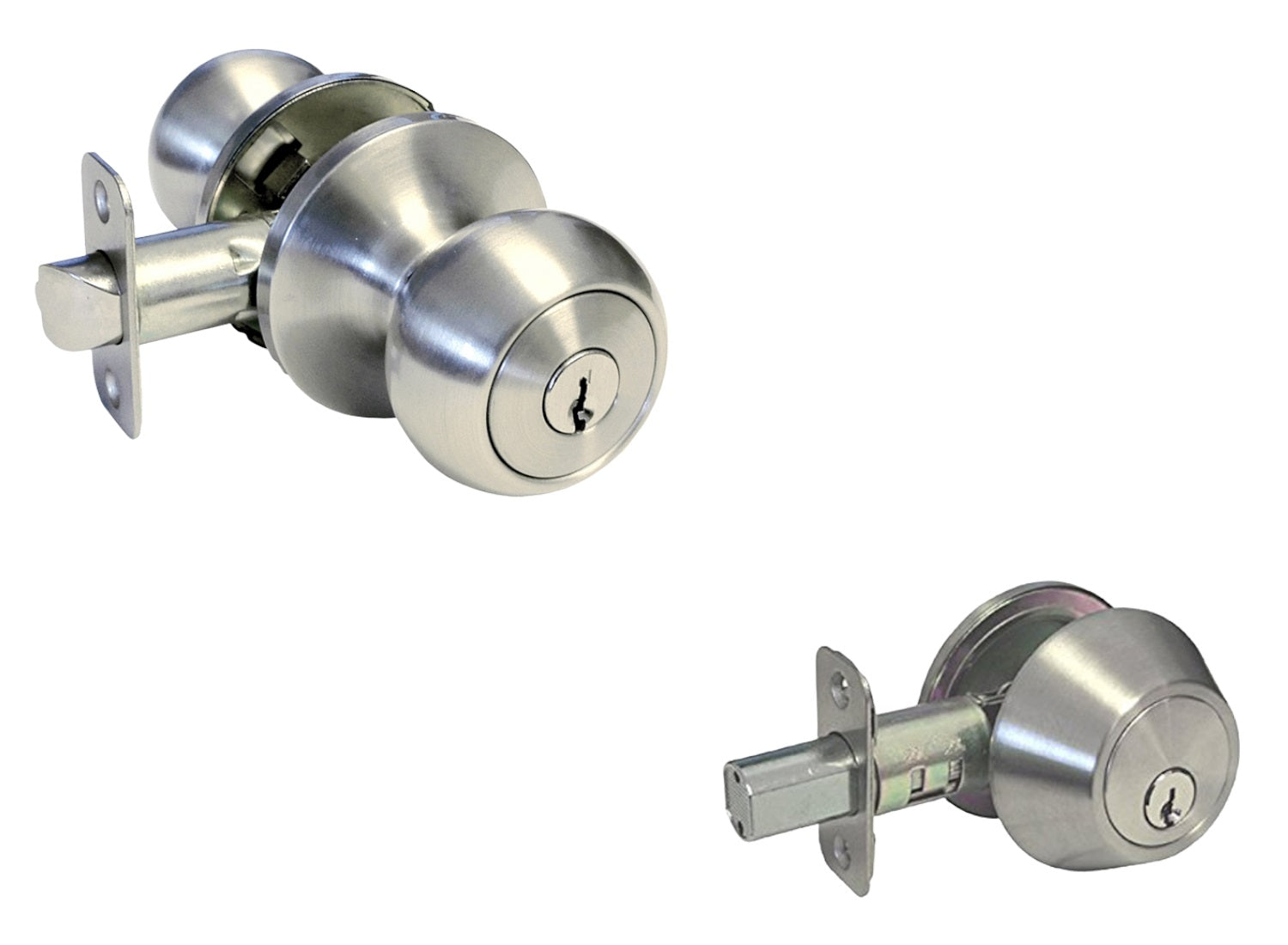 1 Pack- Contractor Pack 5765DC Satin Nickel Entry Knob/Deadbolt Combo Keyed Alike
