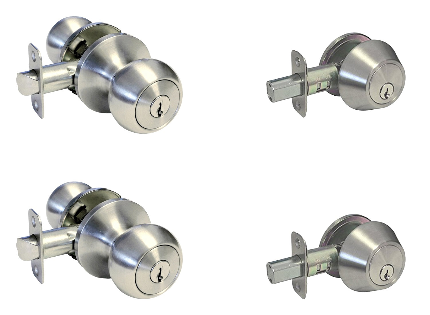 2 Pack- Contractor Pack 5765DC Satin Nickel Entry Knob/Deadbolt Combo Keyed Alike