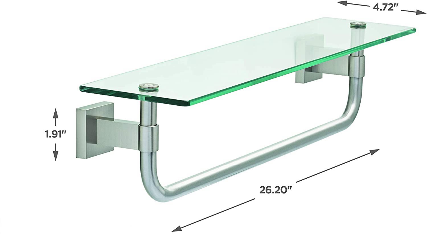 Franklin Brass Maxted 18 inch Glass Shelf With Towel Bar Satin Nickel Finish