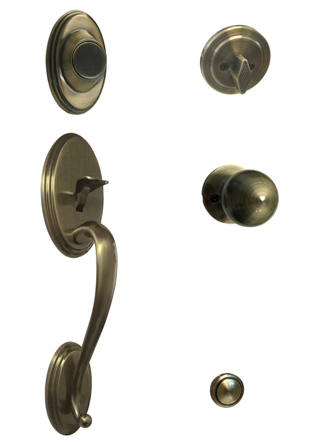 Antique Brass Front Door Dummy Handle with Round Knob