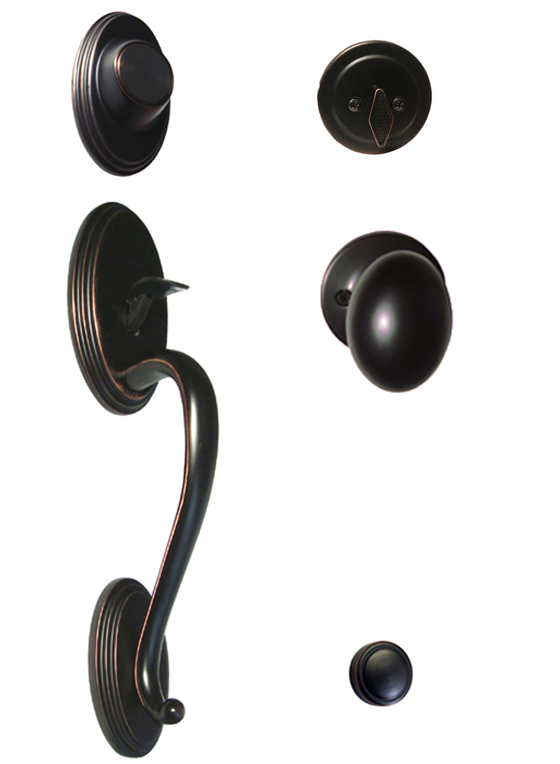 Dark Oil Rubbed Bronze Thick Door Front Door Handle Dummy Set with Oval Knob