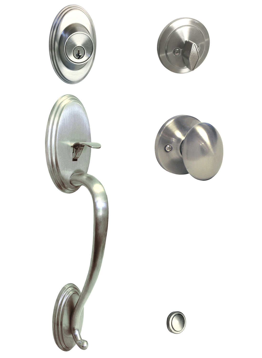 Satin Nickel Thick Door Front Door Handleset with Oval Knob