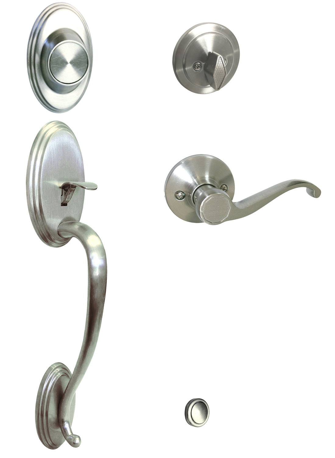 Satin Nickel Thick Door Front Door Dummy Handleset with 835 Lever – ***PLEASE SELECT LH or RH***