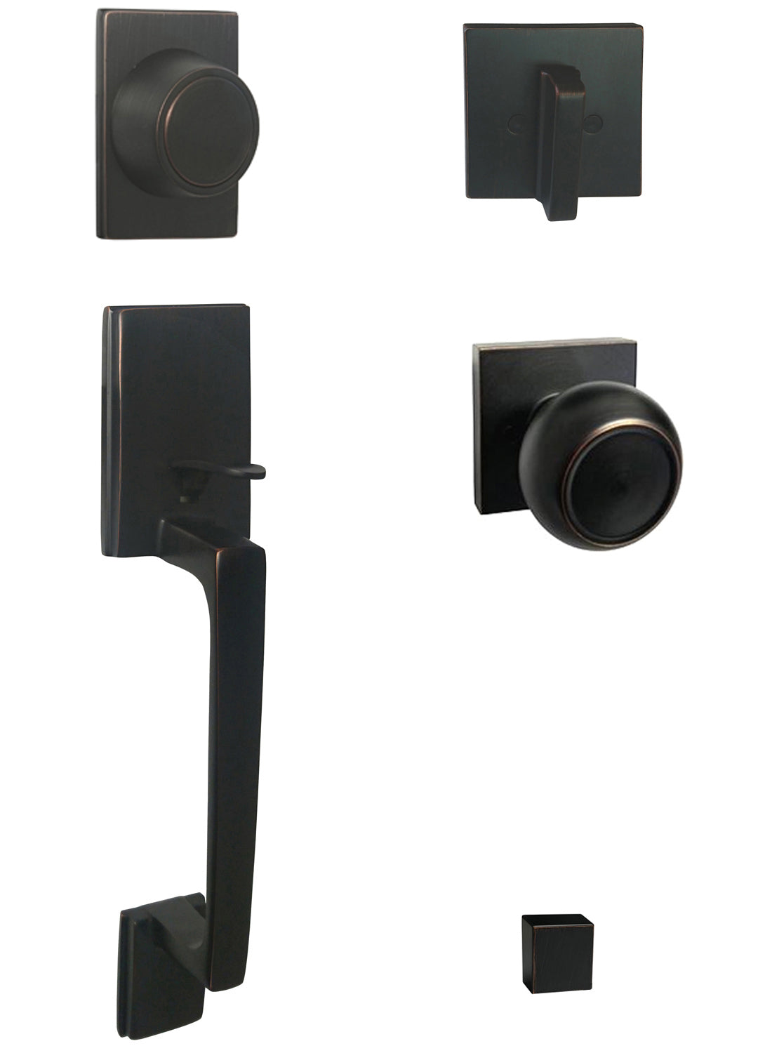 Dark Oil Rubbed Bronze Front Door Dummy Handleset with 5765-6085 Knob