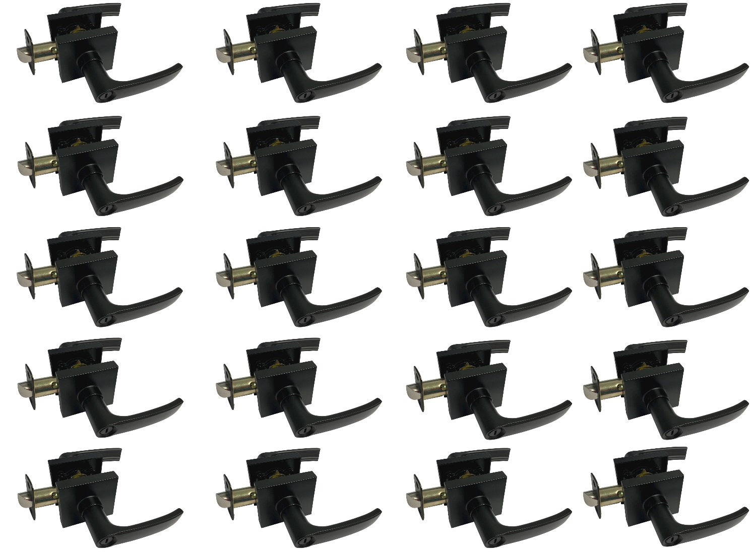 20 Pack- Contractor Pack 8048NBL Black Finish Privacy Levers (Bed/Bath)