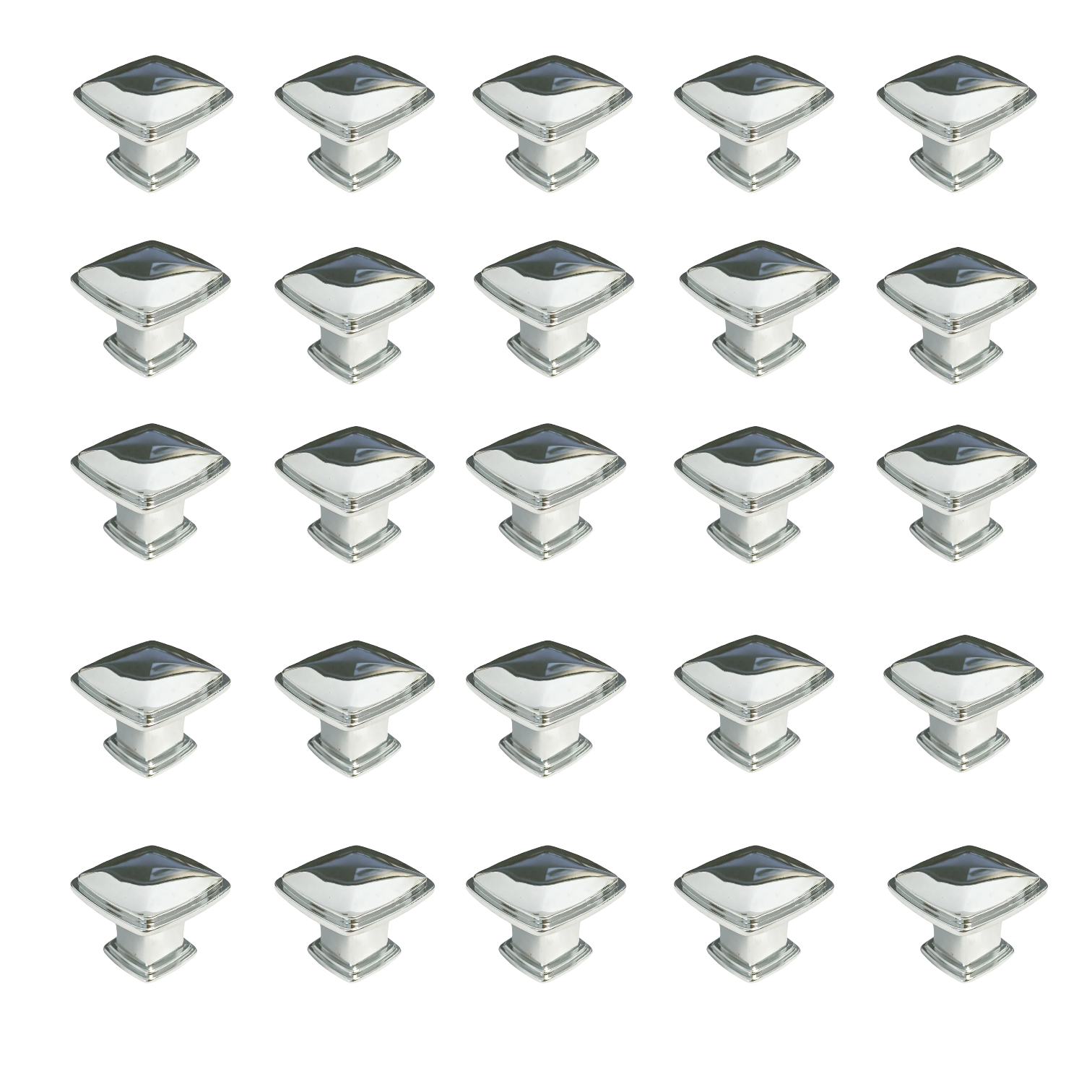 25 Pack of Polished Chrome 1 1/4" Cabinet Square Knob 81091 31mm
