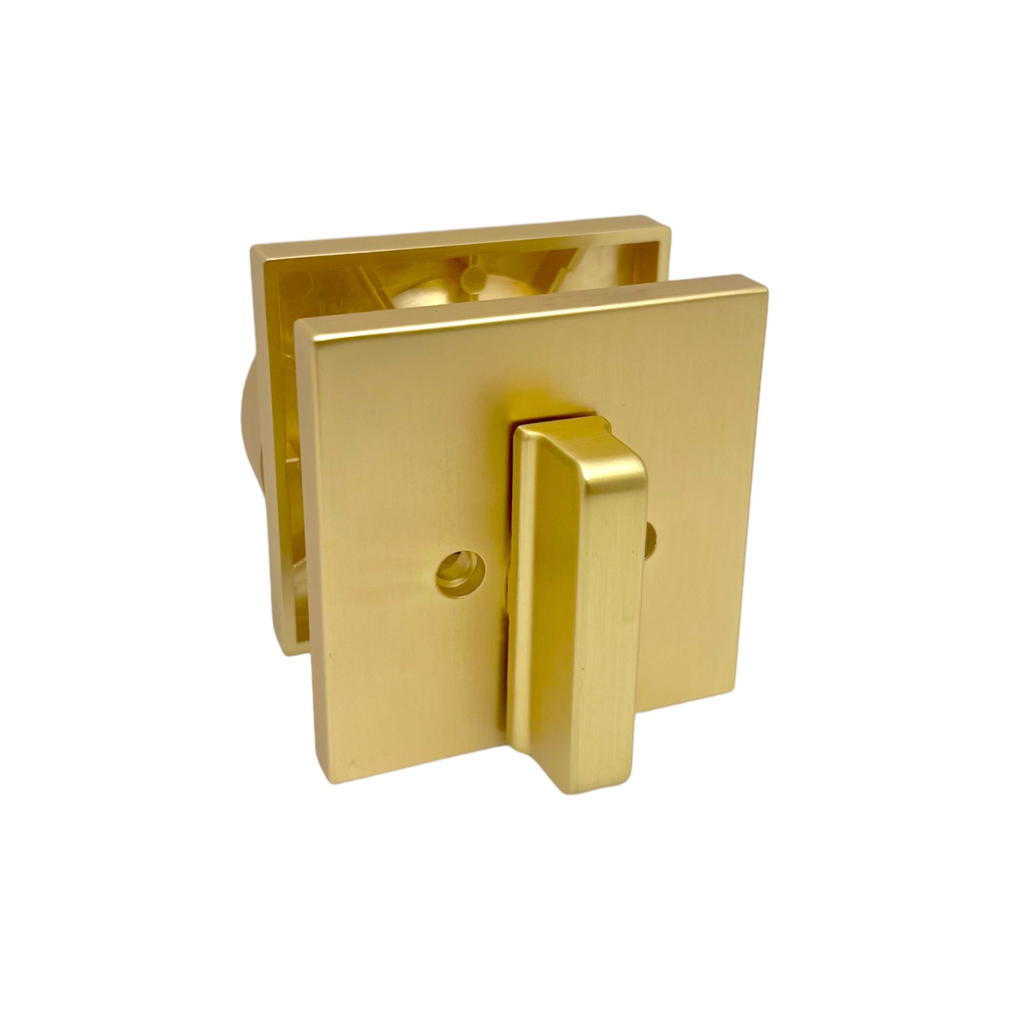 Satin Brass Modern Square Single Cylinder Deadbolt