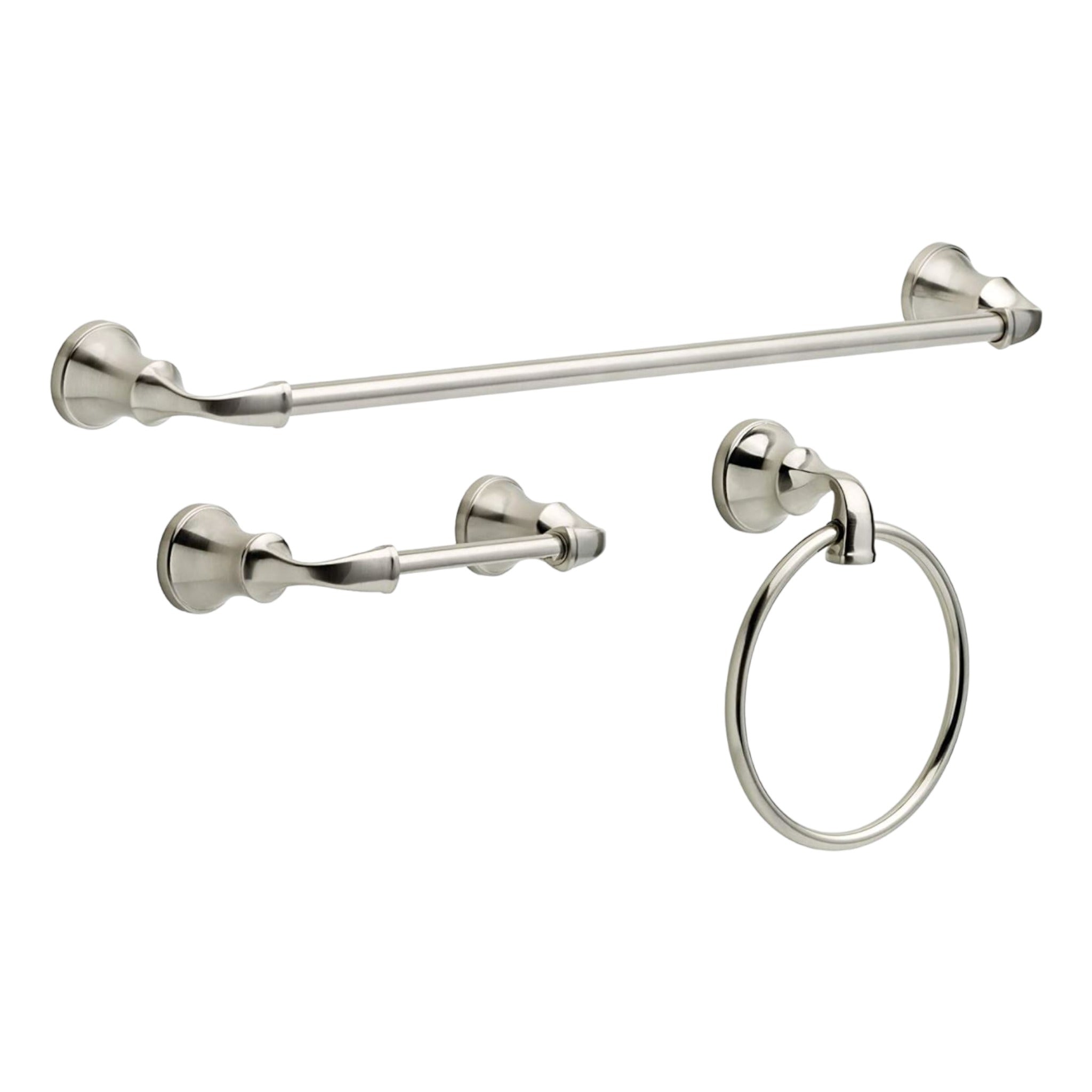 Delta Lorain Satin NIckel 3 Piece Bathroom Accessory Set LRN63-BN with 24″ Towel Bar