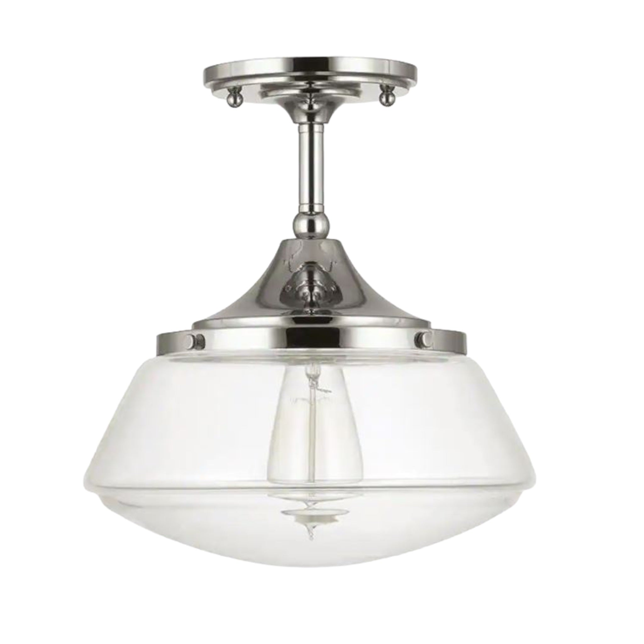 Decor Living Vintage Semi-Flush Mount 10″ Ceiling Light Fixture in Polished Nickel