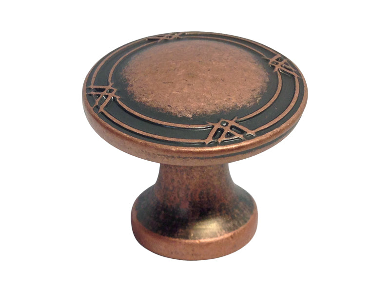 Antique Copper Machined 1 1/4″ Ribbon & Reed Round Knobs 8863-33