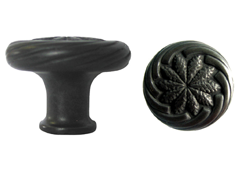 Black Cabinet Round Knob Wheat Design 1 1/4″ 119-30