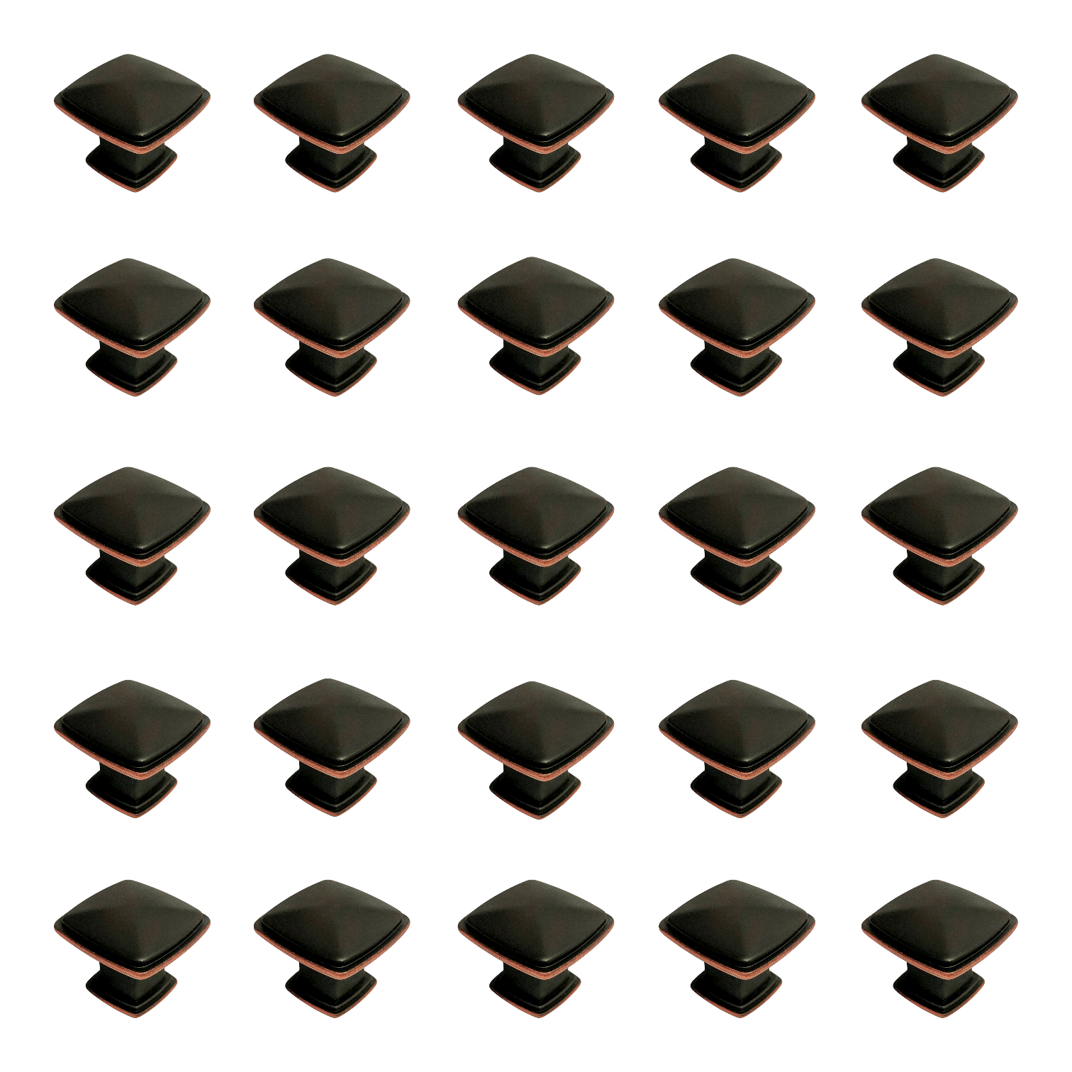 50 Pack of Dark Oil Rubbed Bronze 1 1/4" Kitchen Cabinet Square Knob 81091 31mm
