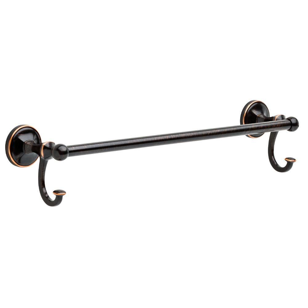 Delta Portman 24 Inch Towel Bar with Hook in Venetian Bronze with Copper Reveal
