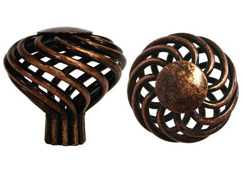 Antique Copper Machined Birdcage 1 5/8″ 40mm Cabinet Knob 1318-40